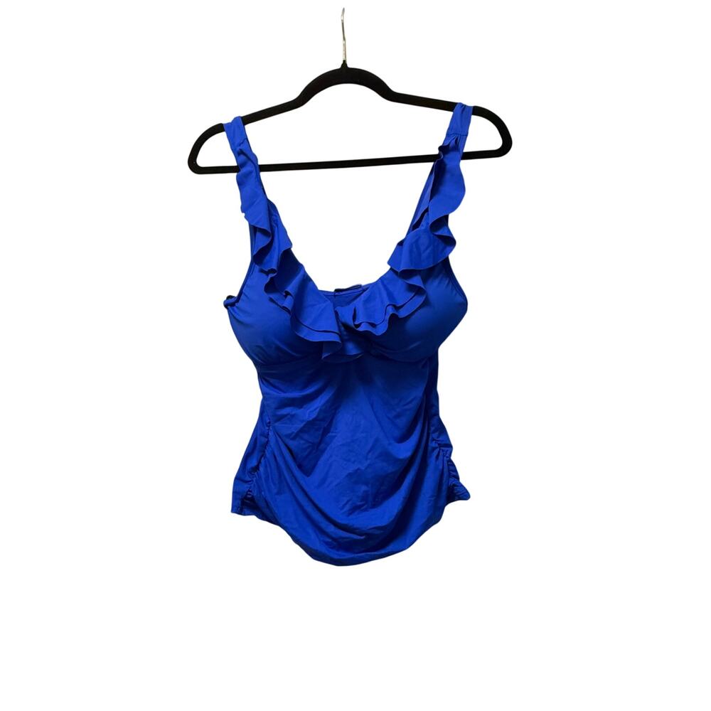NWT Ralph Lauren Beach Club Solids Ruffle Tankini Top, Sapphire Blue, 12 - Picture 2 of 4